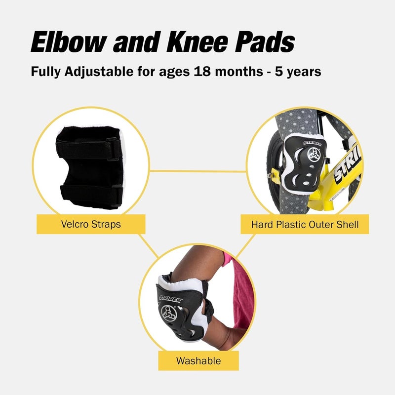 STRIDER Elbow & Knee Pads, Black - Easy to Attach - Durable & Washable - For Kids 18 Months to 5 Years Old - Image 3
